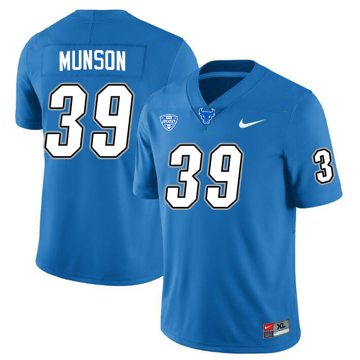 Buffalo Bulls #39 Jamiere Munson College Football Jerseys Stitched Sale-Blue